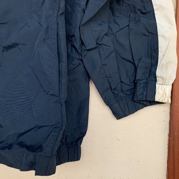 KIDS NAVY BLUE HALF ZIP HOODED PACKABLE WINDBREAKE - Picture 3 of 5